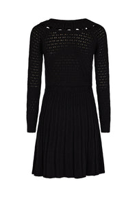 Robe Pointelle à manches longues - Noir