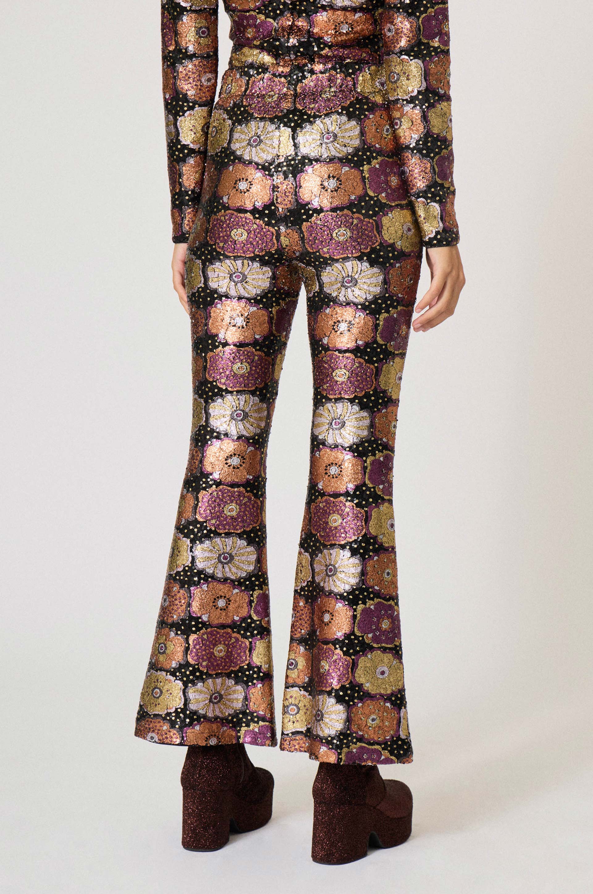 Pantalon à imprimé à paillettes - Multicolore