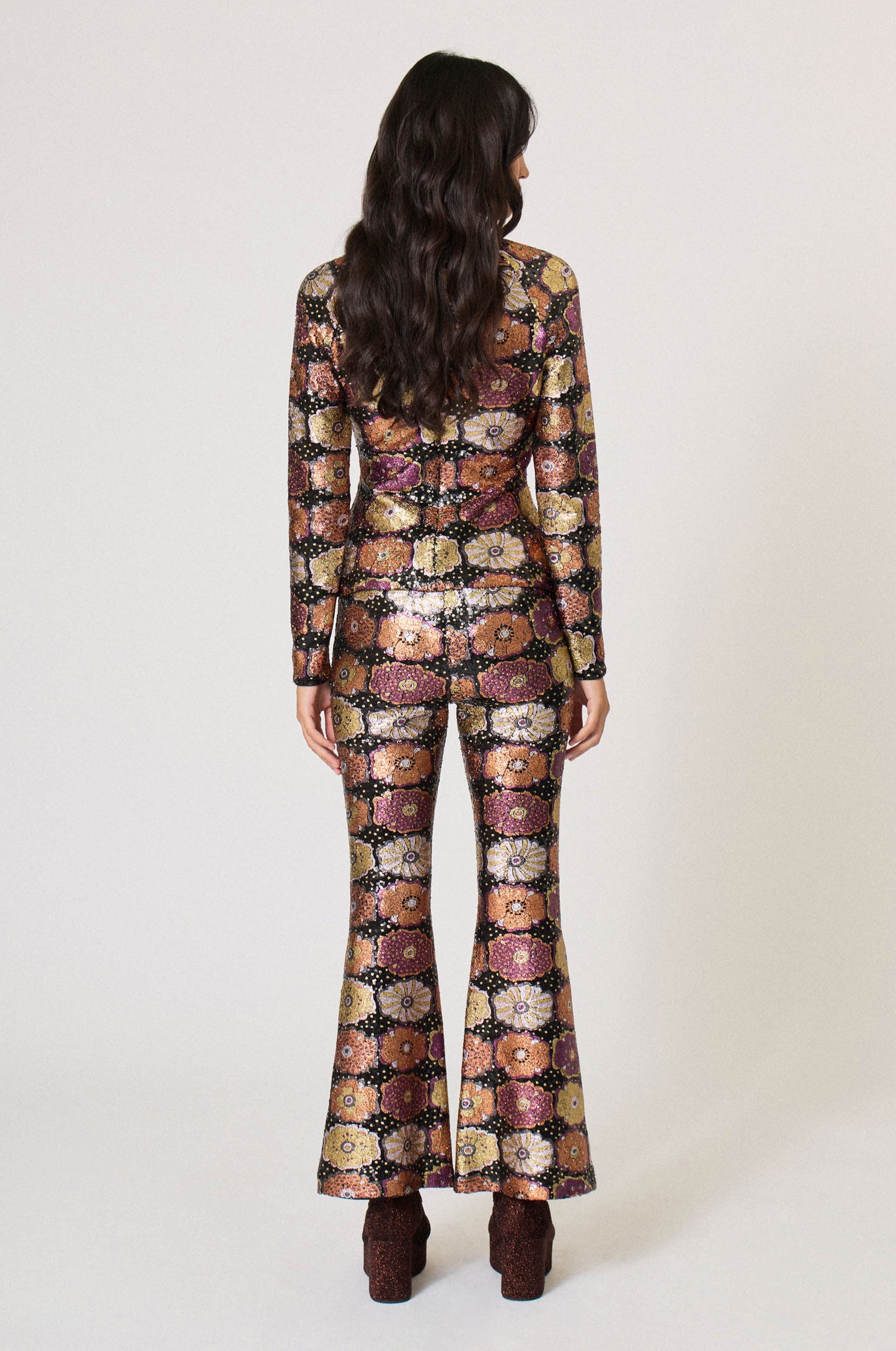 Pantalon à imprimé à paillettes - Multicolore