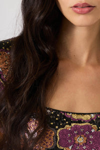 Robe courte à imprimé à paillettes - Multicolore