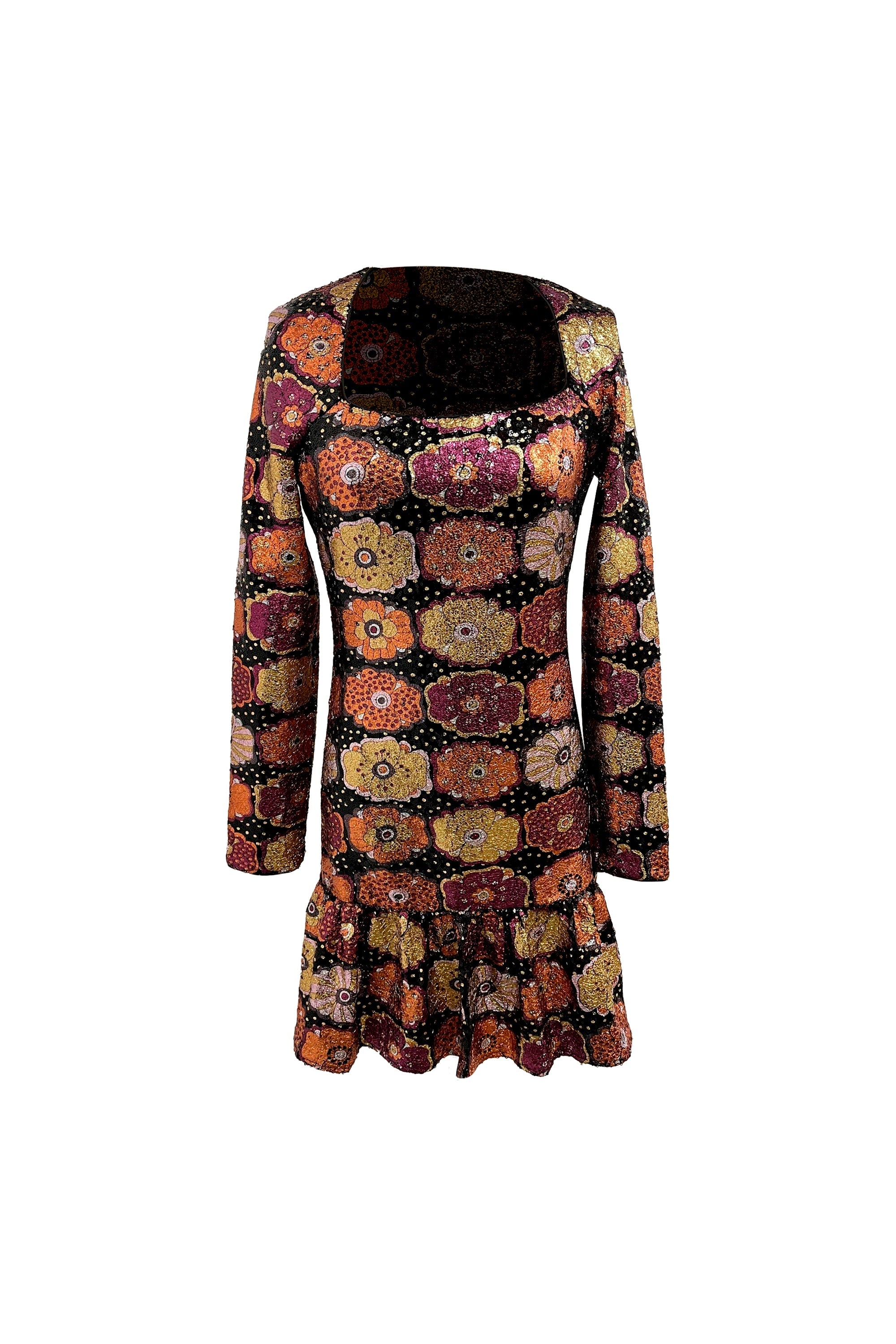 Robe courte à imprimé à paillettes - Multicolore