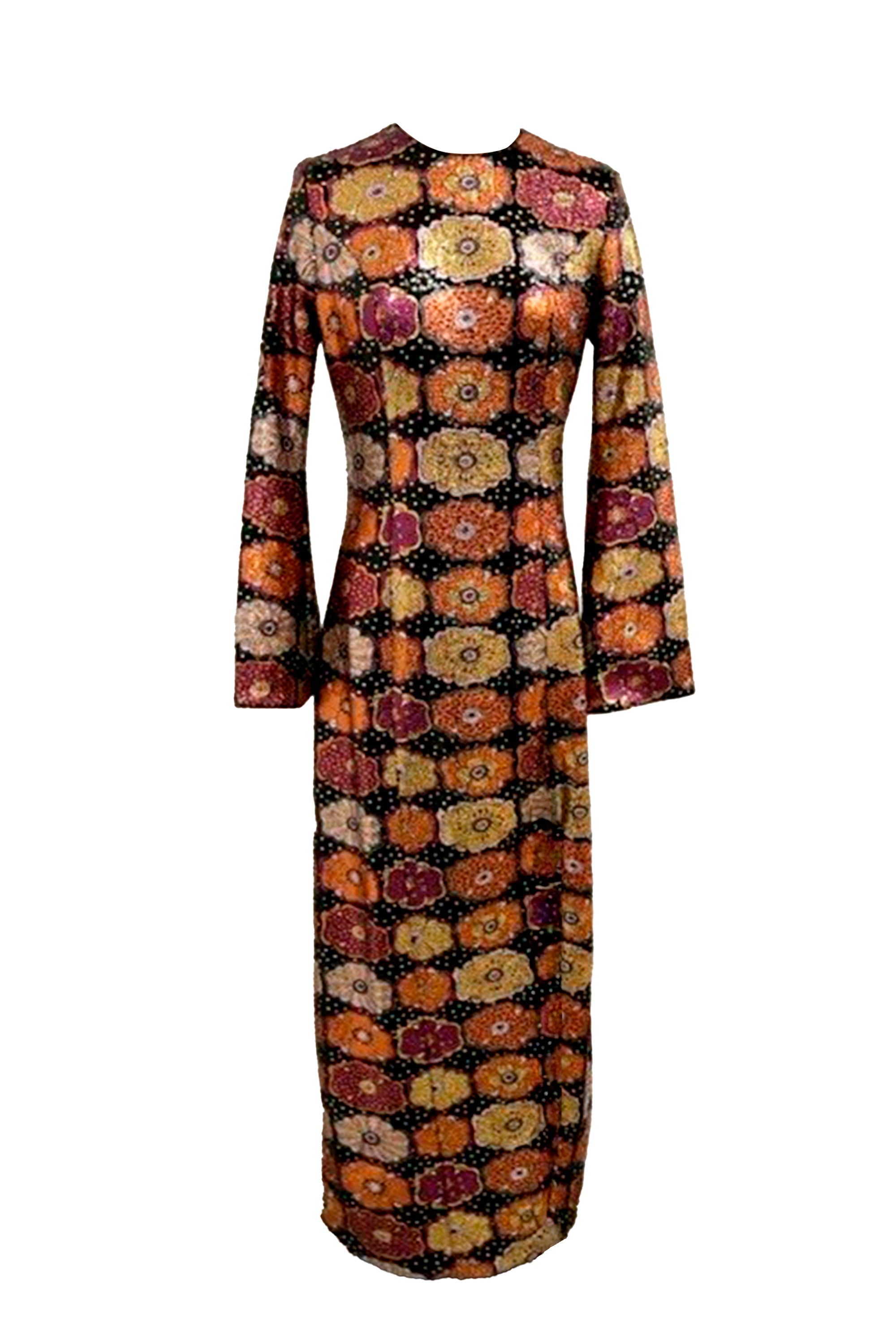 Robe caftan à imprimé à paillettes - Multicolore