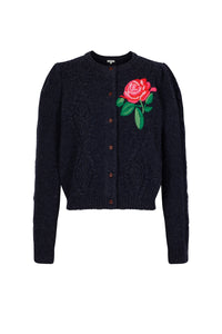 Cardigan torsadé en laine - Bleu