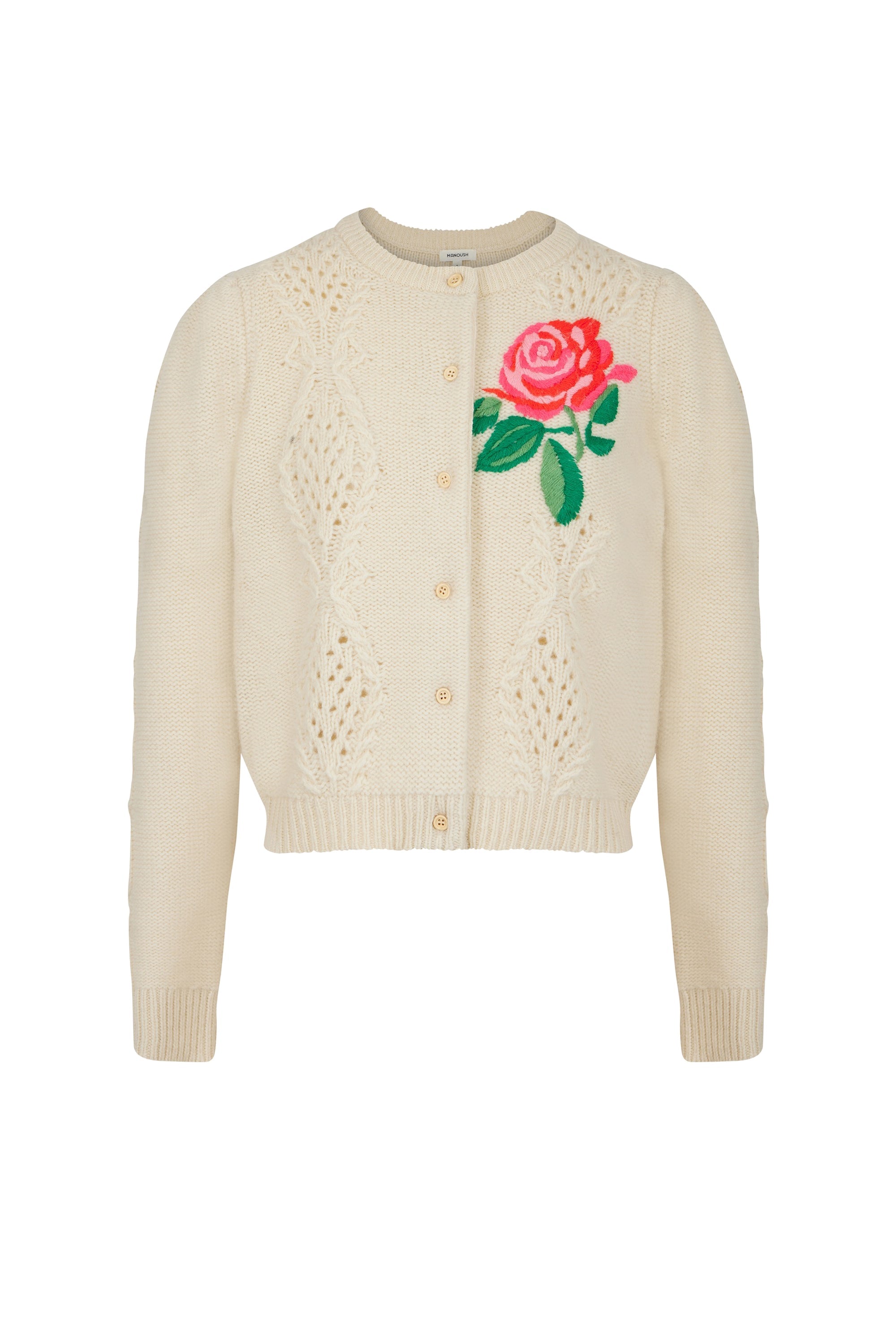 Cardigan torsadé en laine - Beige