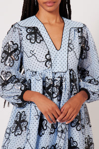 Robe longue caftan en tulle - Noir