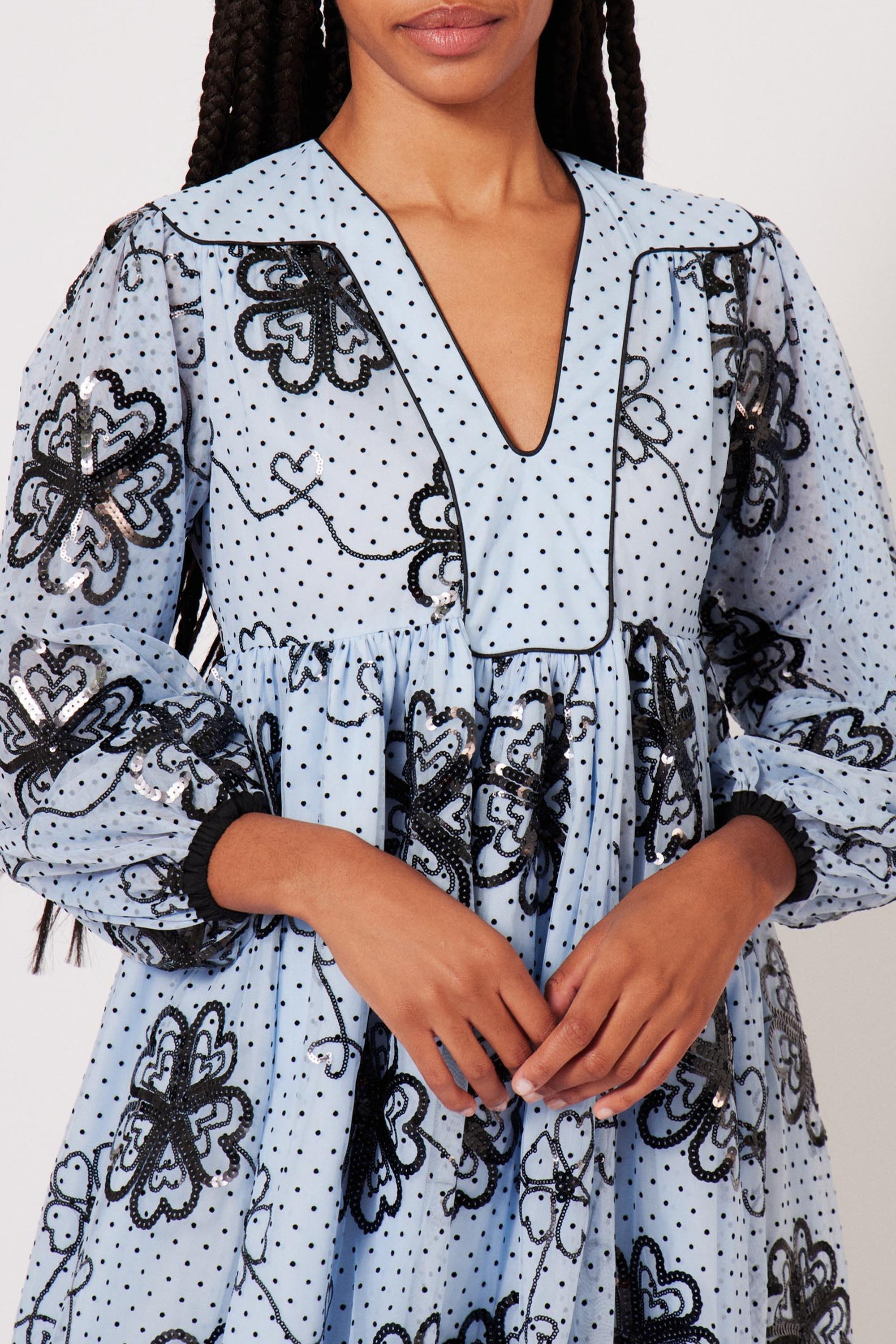 Robe longue caftan en tulle - Noir