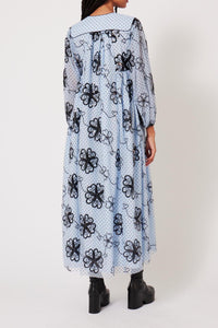 Robe caftan en tulle - Bleu