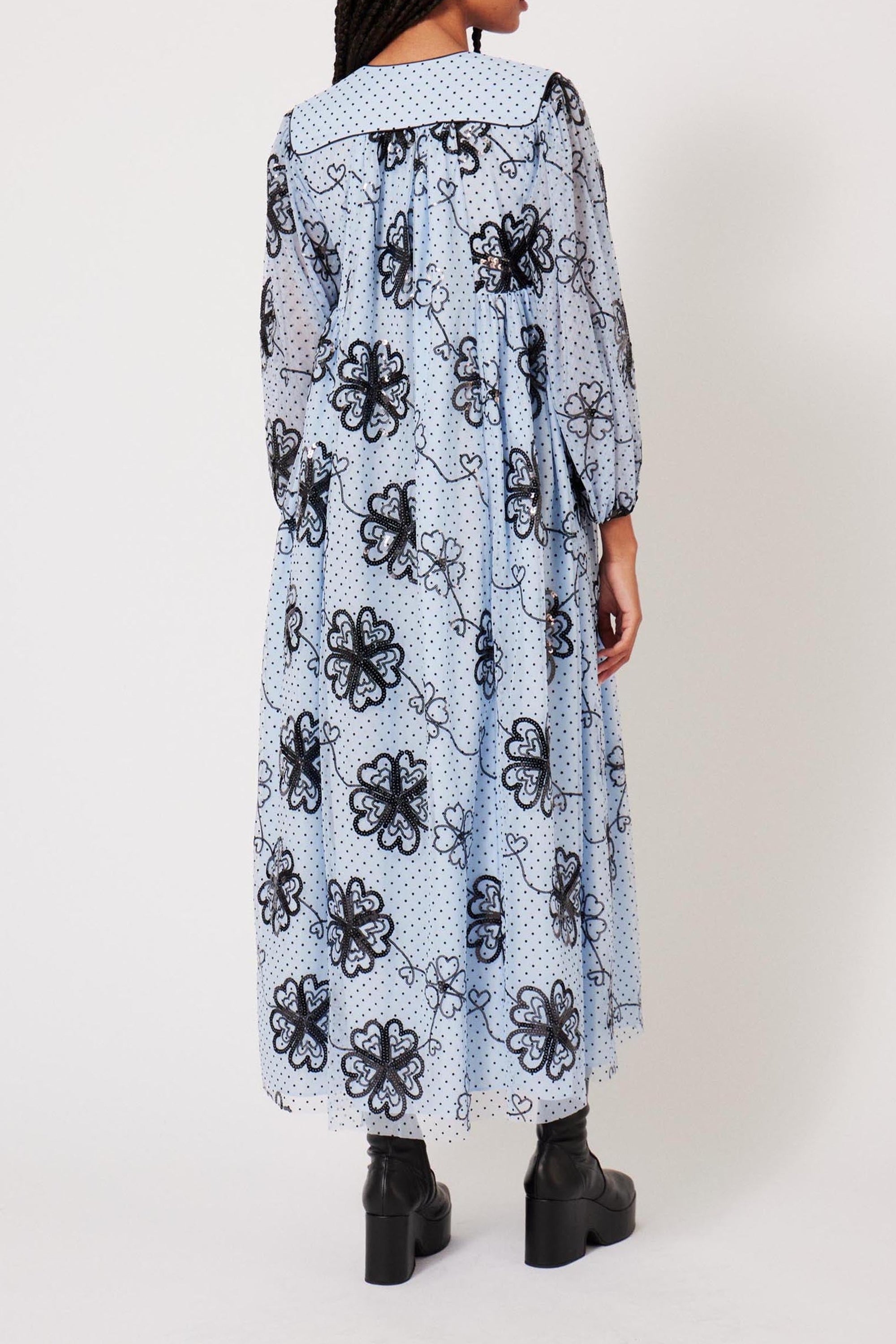 Robe longue caftan en tulle - Noir
