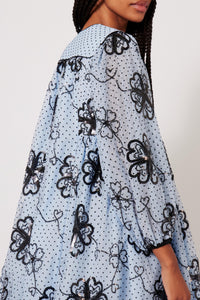 Robe longue caftan en tulle - Noir
