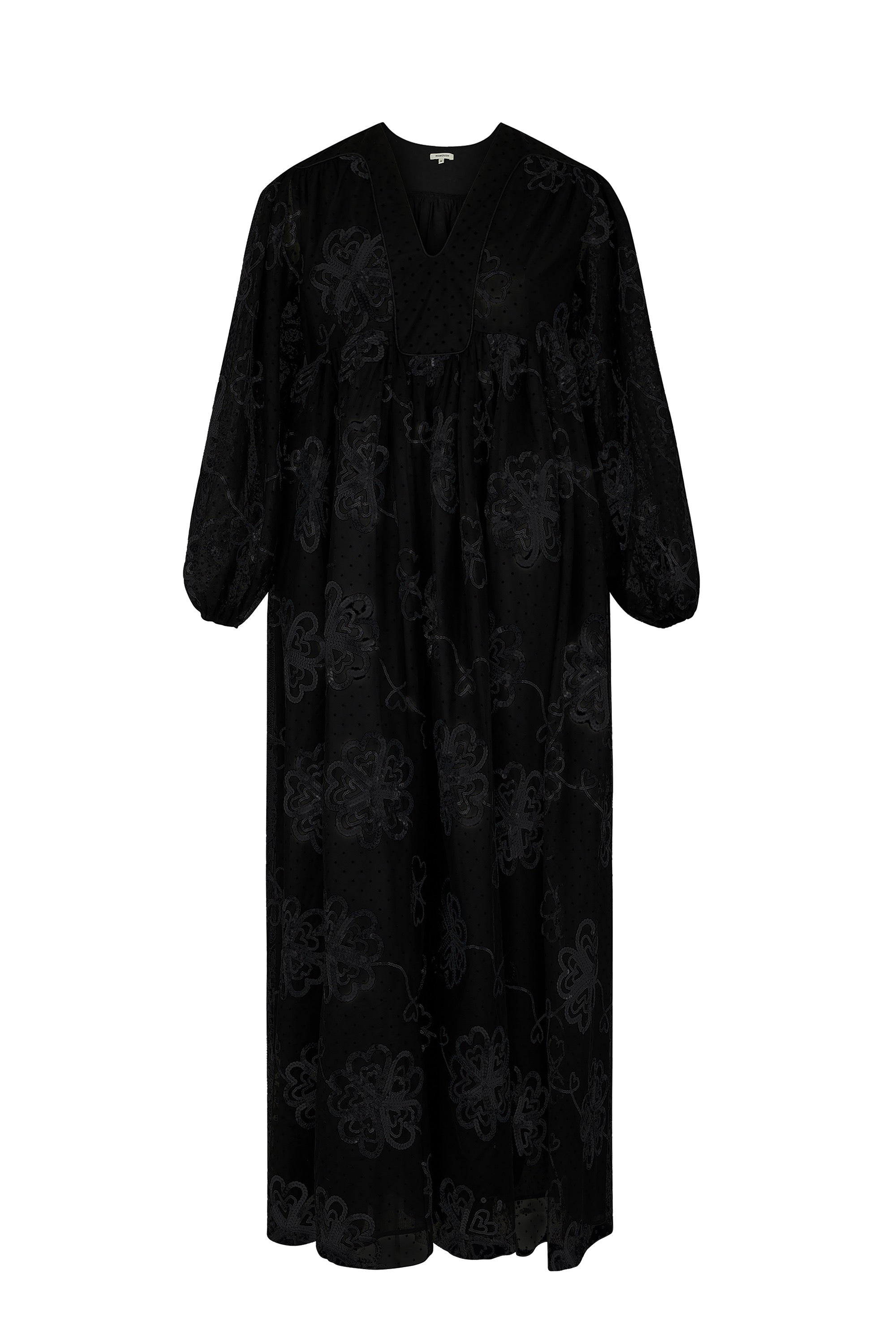 Robe longue caftan en tulle - Noir