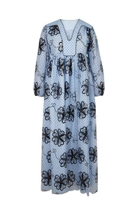 Robe caftan en tulle - Bleu