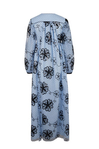 Robe caftan en tulle - Bleu