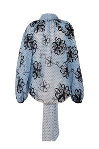 Blouse à pois en tulle - Bleu