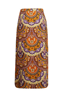 Jupe en velours à imprimé 70's - Violet