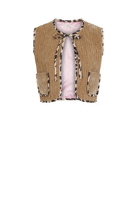 Gilet court sans manches en velours - Camel