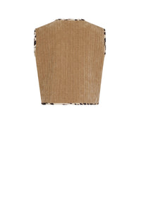 Gilet court sans manches en velours - Camel