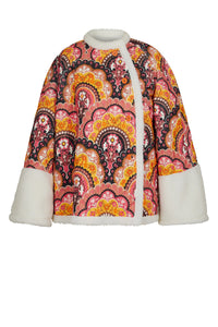 Manteau en velours à imprimé 70's - Rose