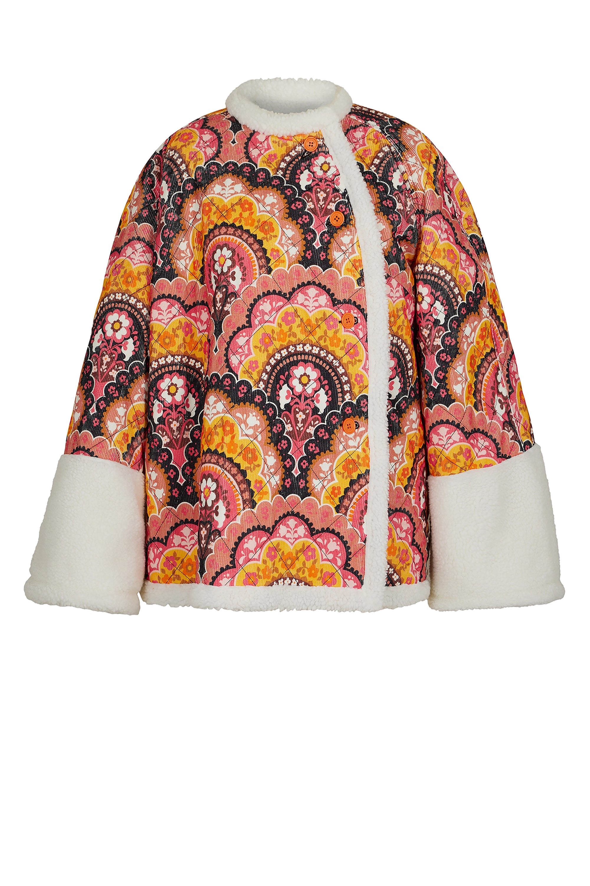 Manteau en velours à imprimé 70's - Rose