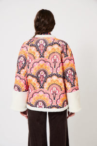 Manteau en velours à imprimé 70's - Rose