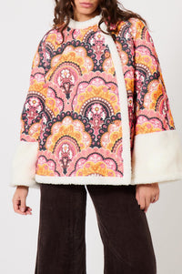 Manteau en velours à imprimé 70's - Rose