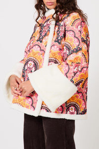 Manteau en velours à imprimé 70's - Rose
