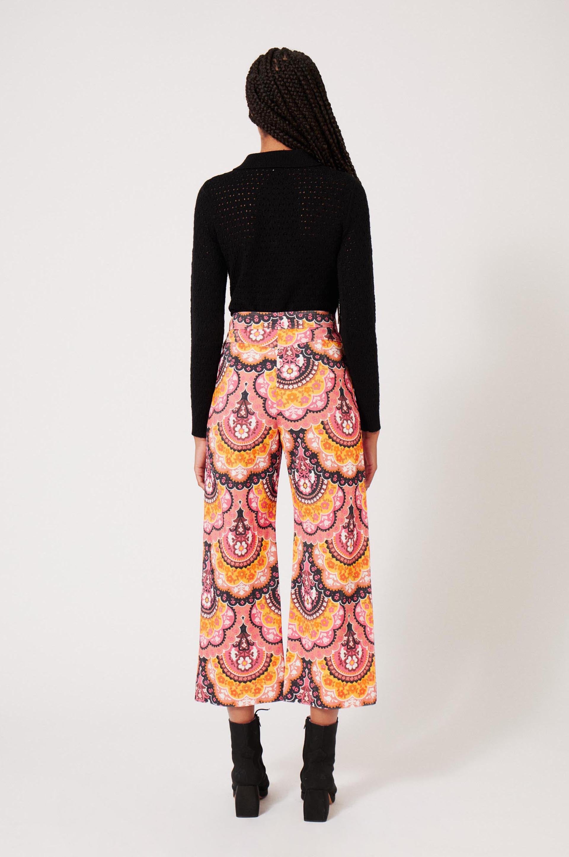 Pantalon en velours à imprimé 70's - Violet