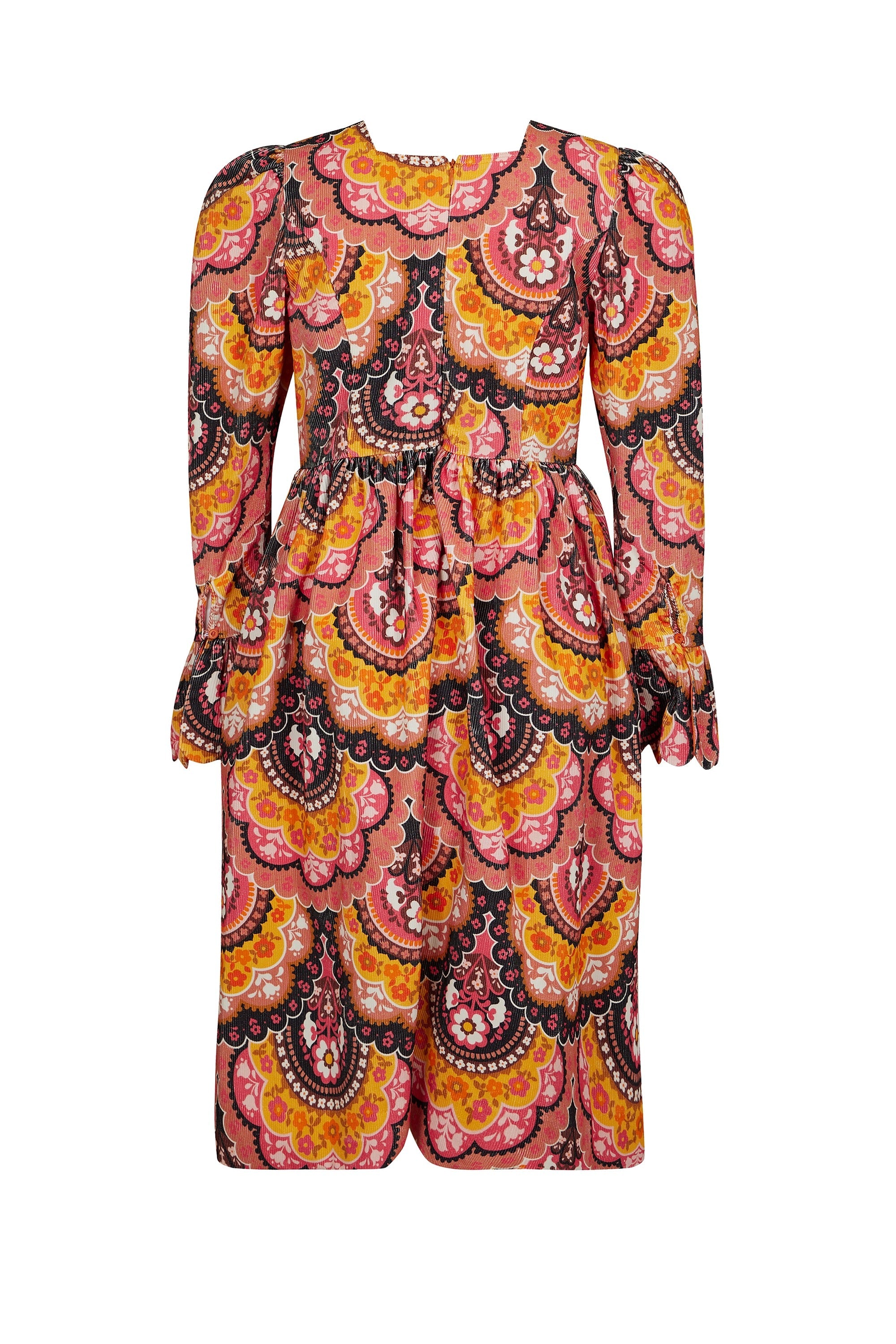Robe midi en velours à imprimé 70's - Rose