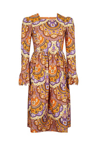 Robe en velours à imprimé 70's - Violet