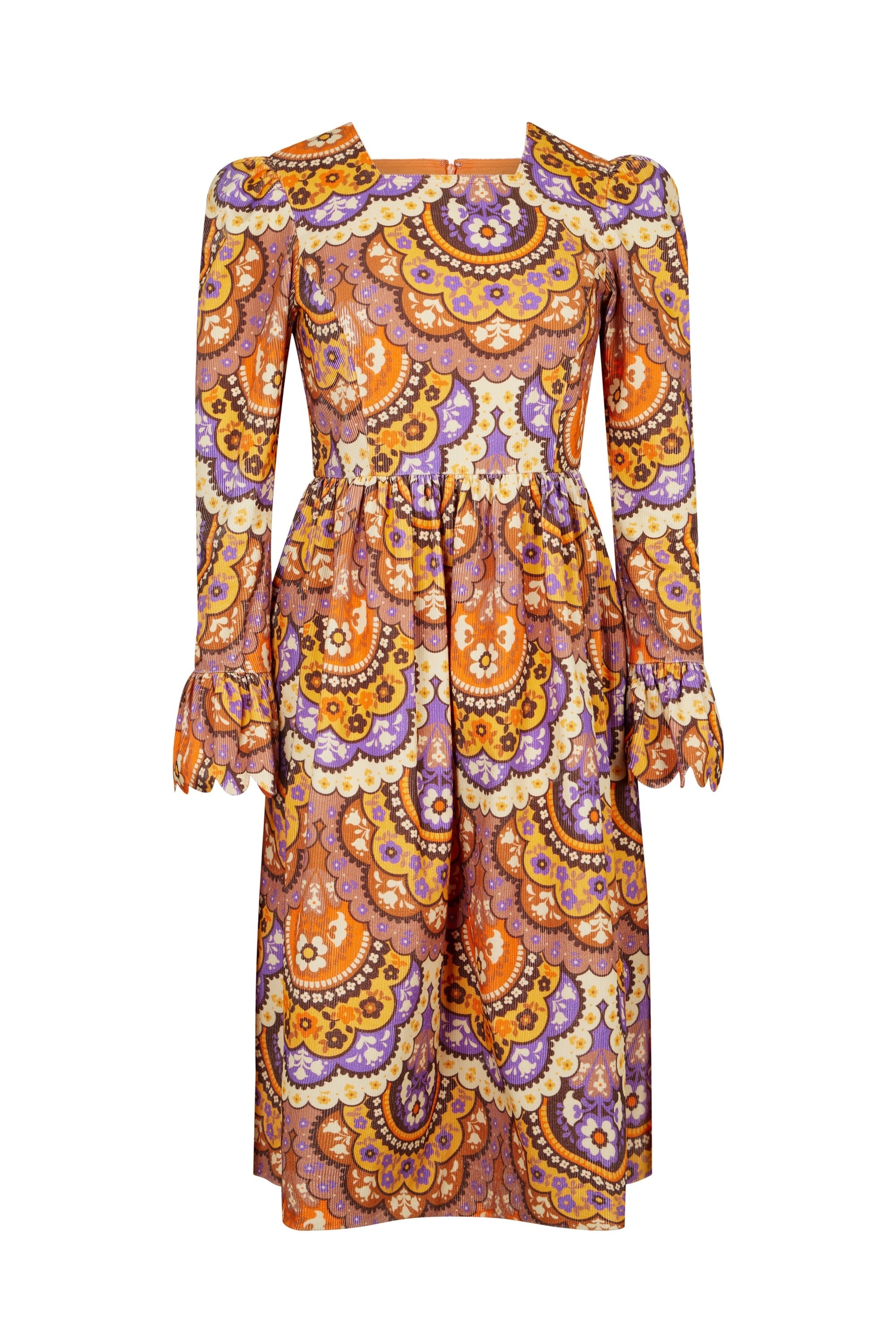 Robe en velours à imprimé 70's - Violet