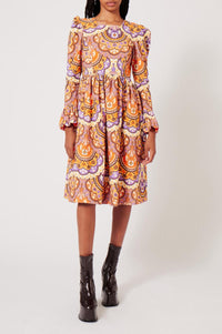 Robe en velours à imprimé 70's - Violet