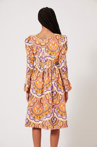 Robe en velours à imprimé 70's - Violet