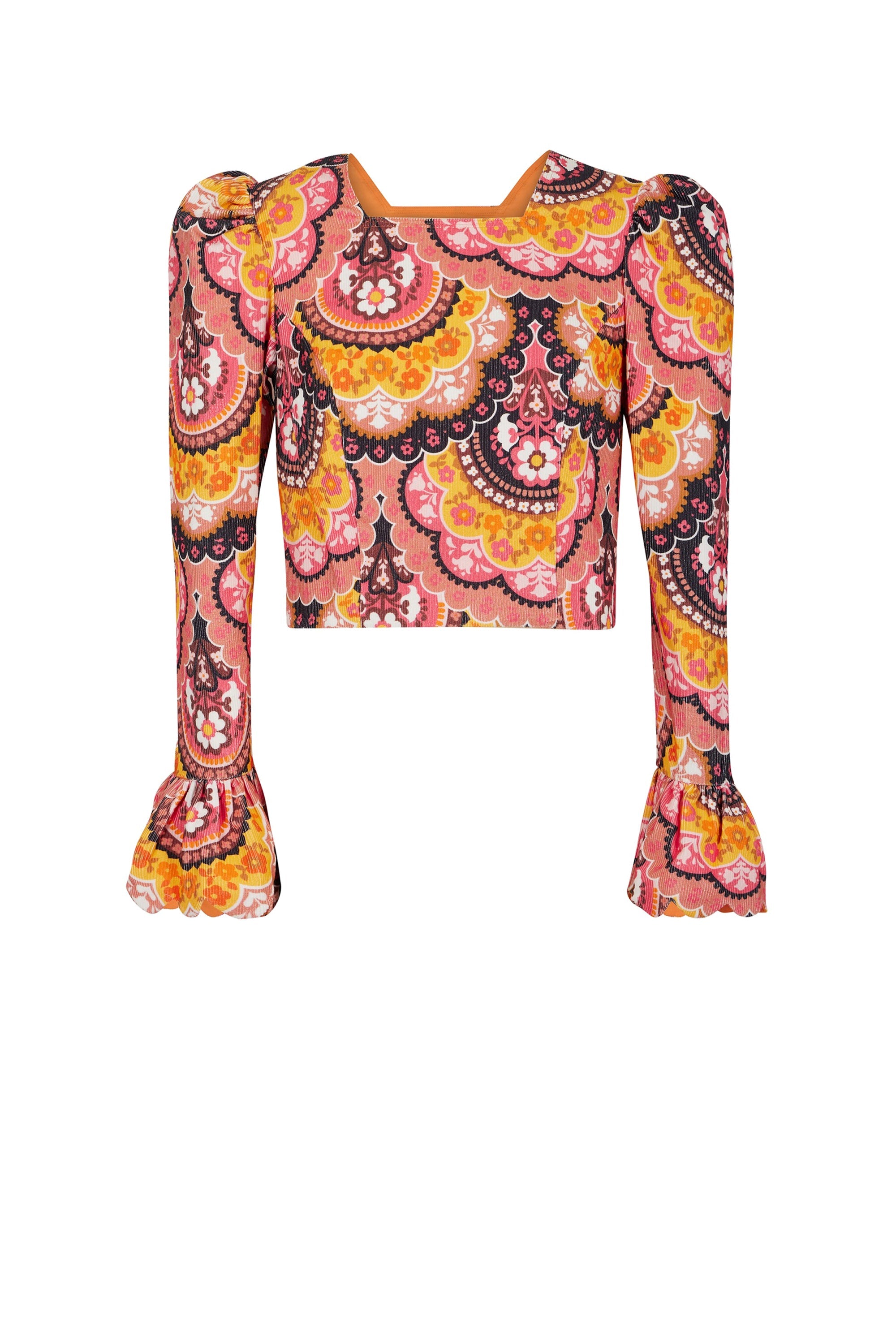 Top en velours à imprimé 70's - Rose