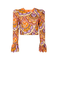 Top en velours à imprimé 70's - Violet