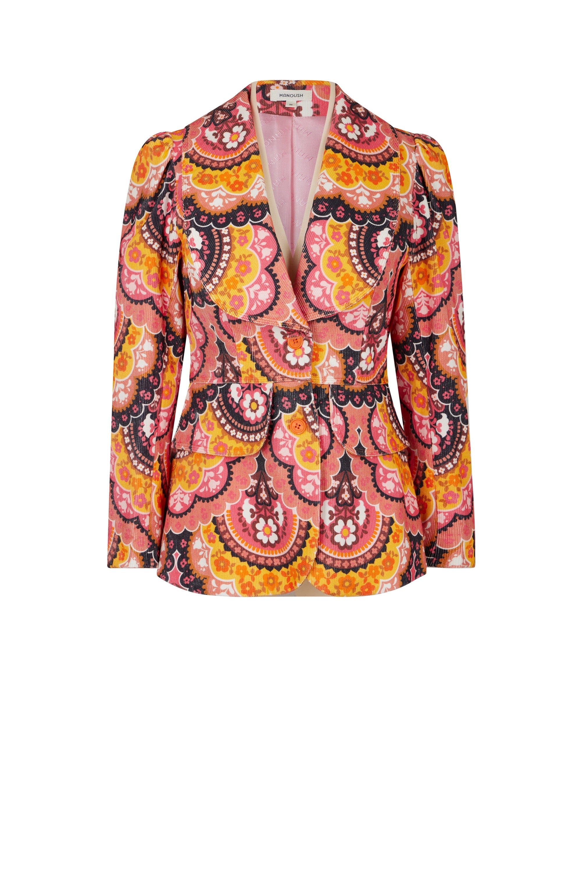 Veste en velours à imprimé 70's - Rose