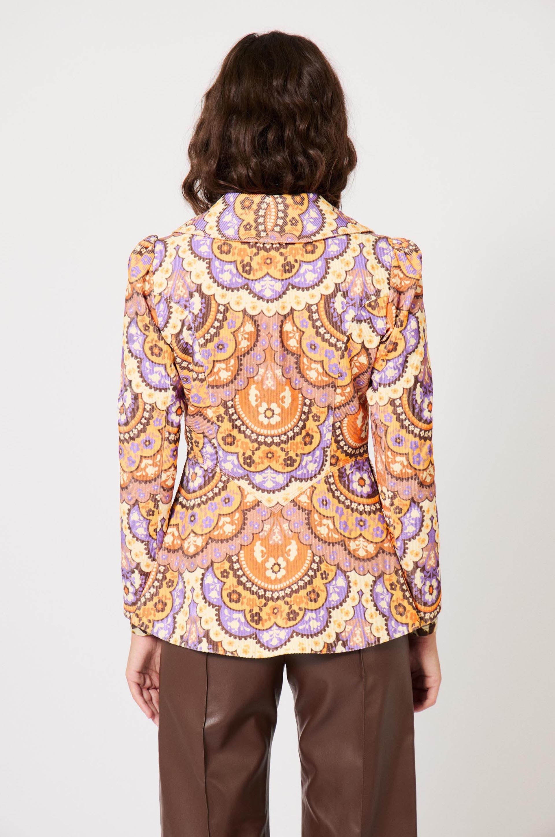 Veste en velours à imprimé 70's - Rose