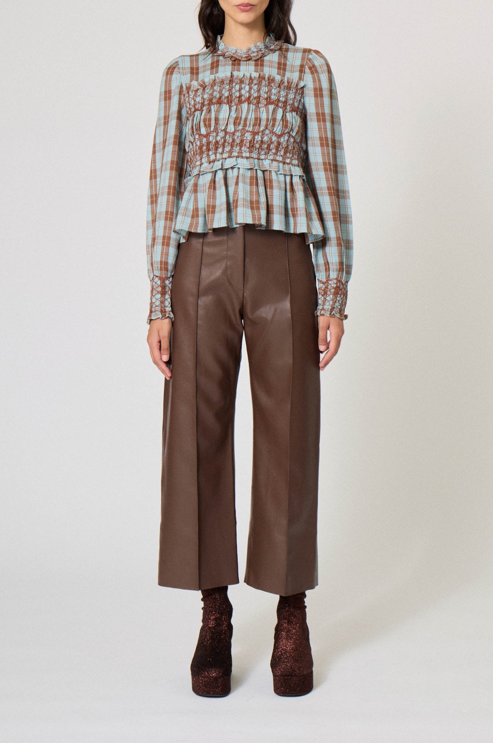 Top Baptème en laine - Marron