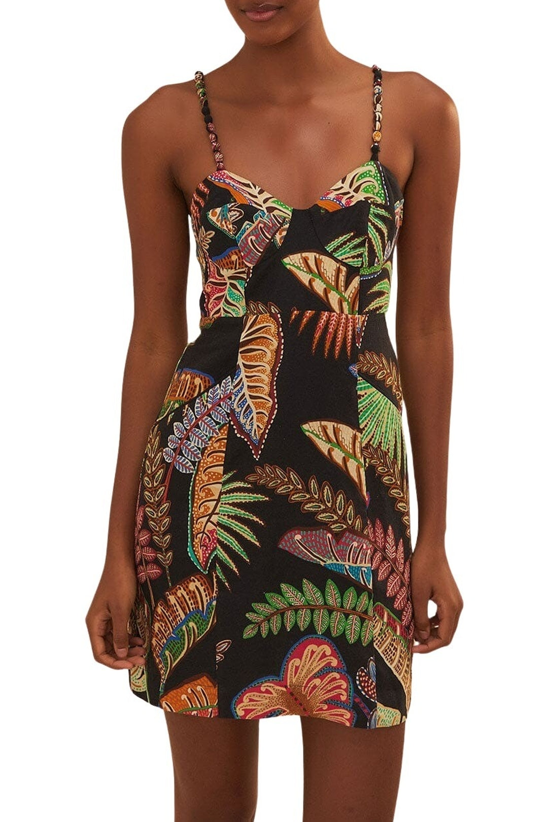 Robe courte Cool Foliage en lin - Noir