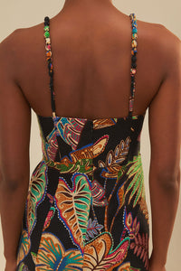 Robe courte Cool Foliage en lin - Noir