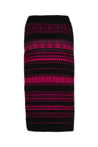 Jupe longue tricot jacquard en laine - Fuchsia