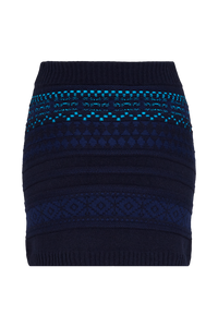 Jupe mini tricot jacquard en laine - Bleu