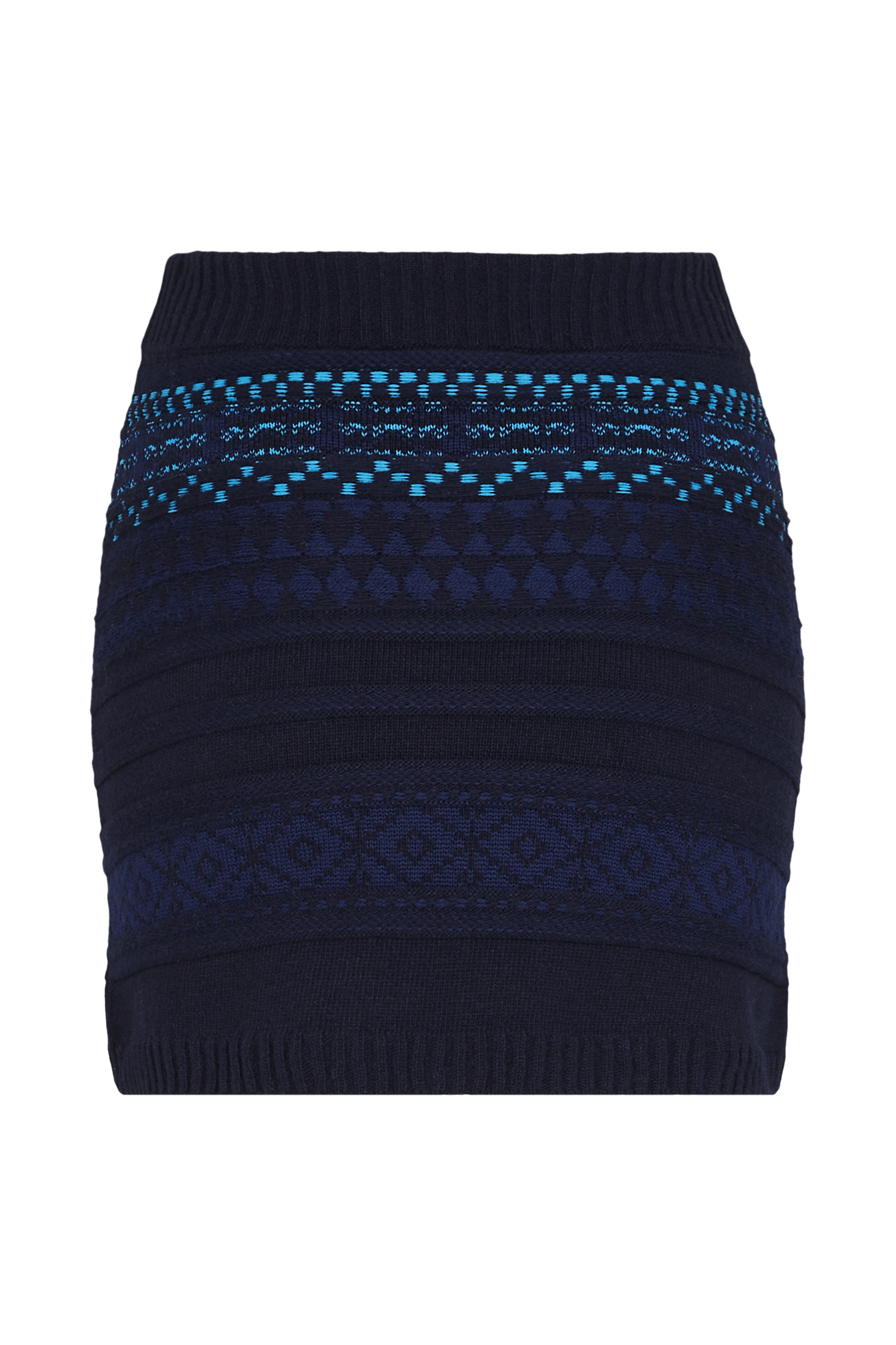 Jupe mini tricot jacquard en laine - Bleu