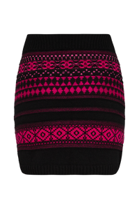 Jupe mini tricot jacquard en laine - Fuchsia