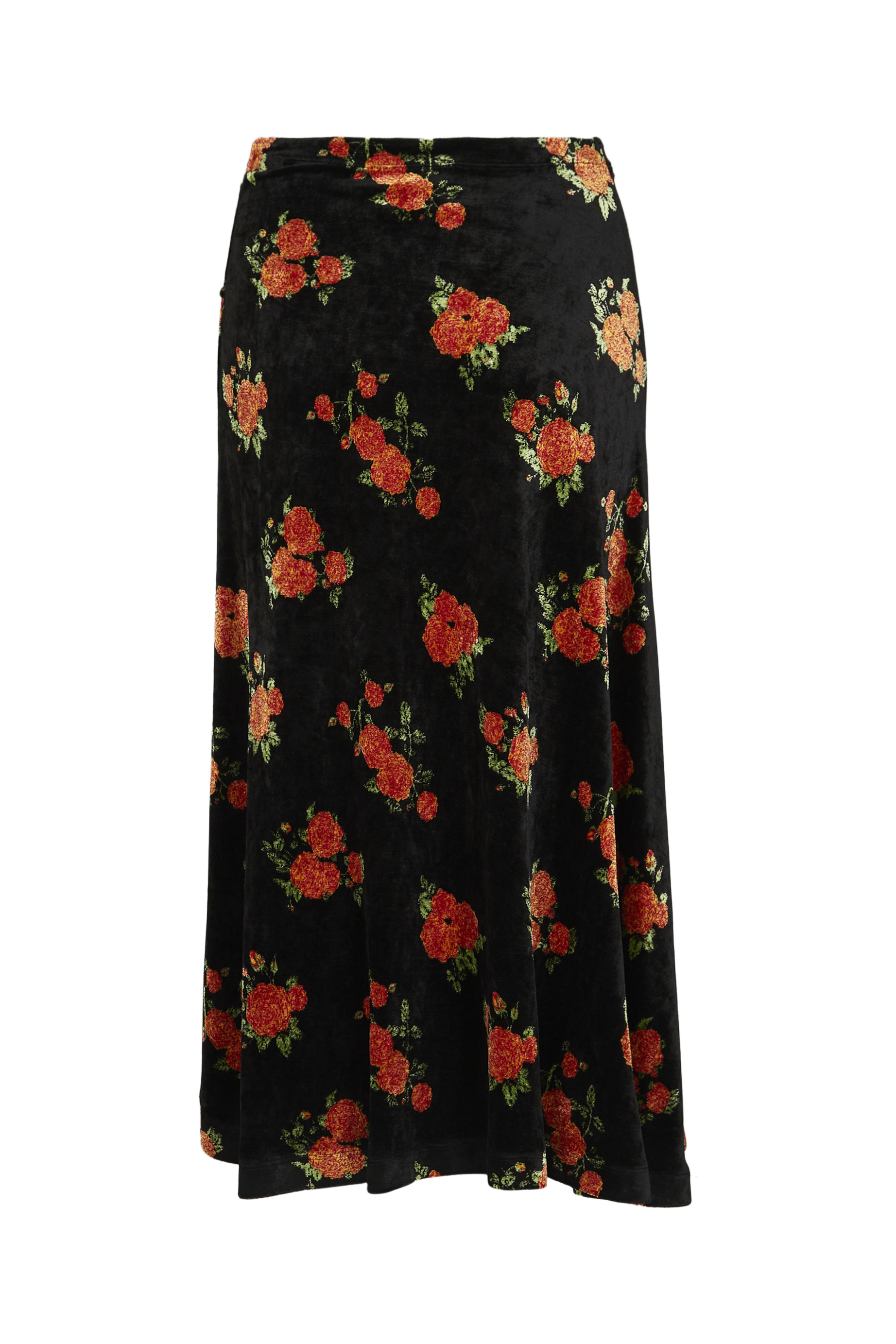 Jupe imprimée de roses - Noir et orange
