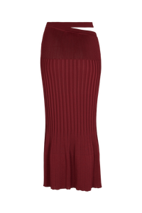Jupe midi taille haute à godets - Bordeaux