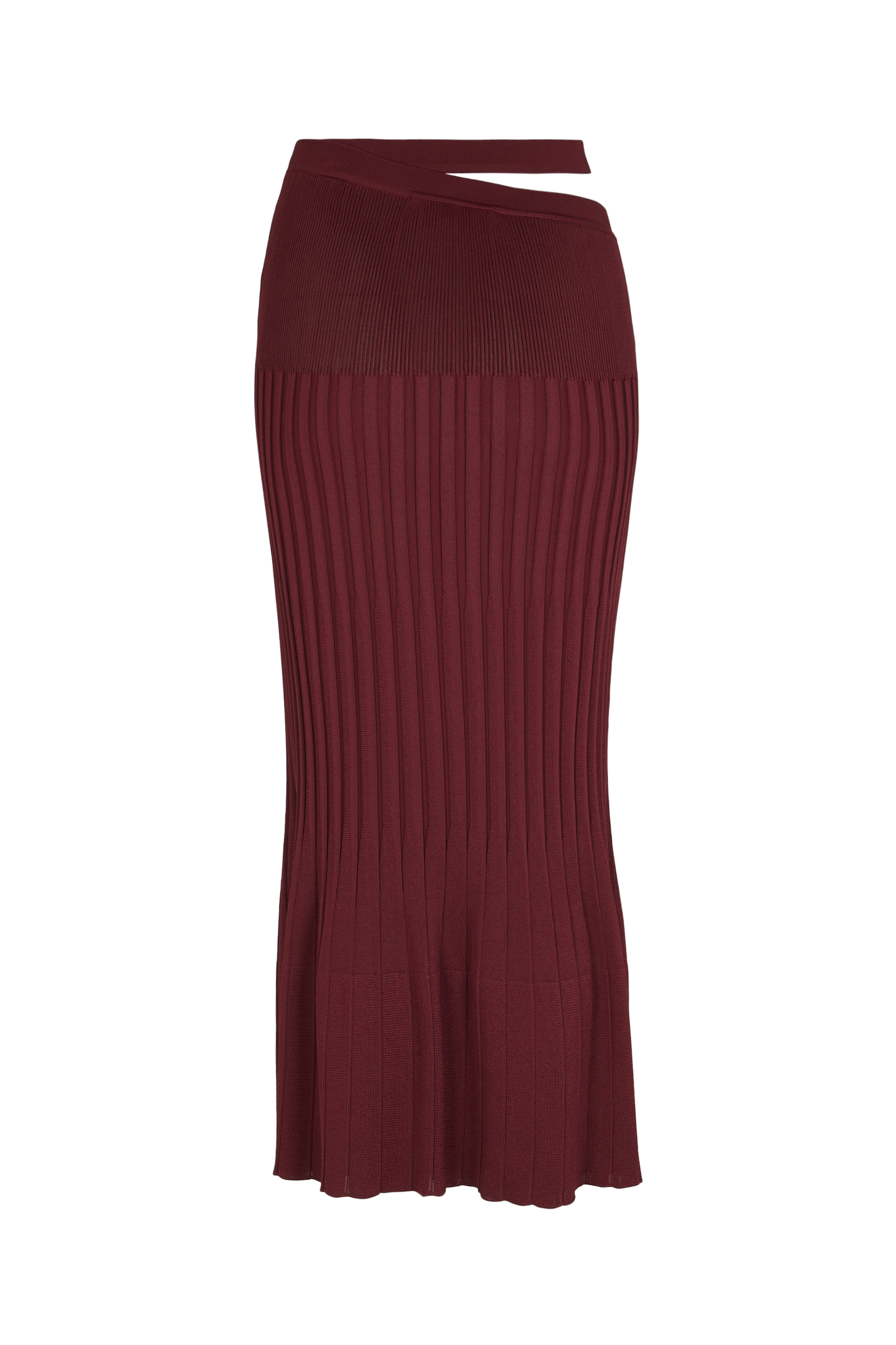 Jupe midi taille haute à godets - Bordeaux