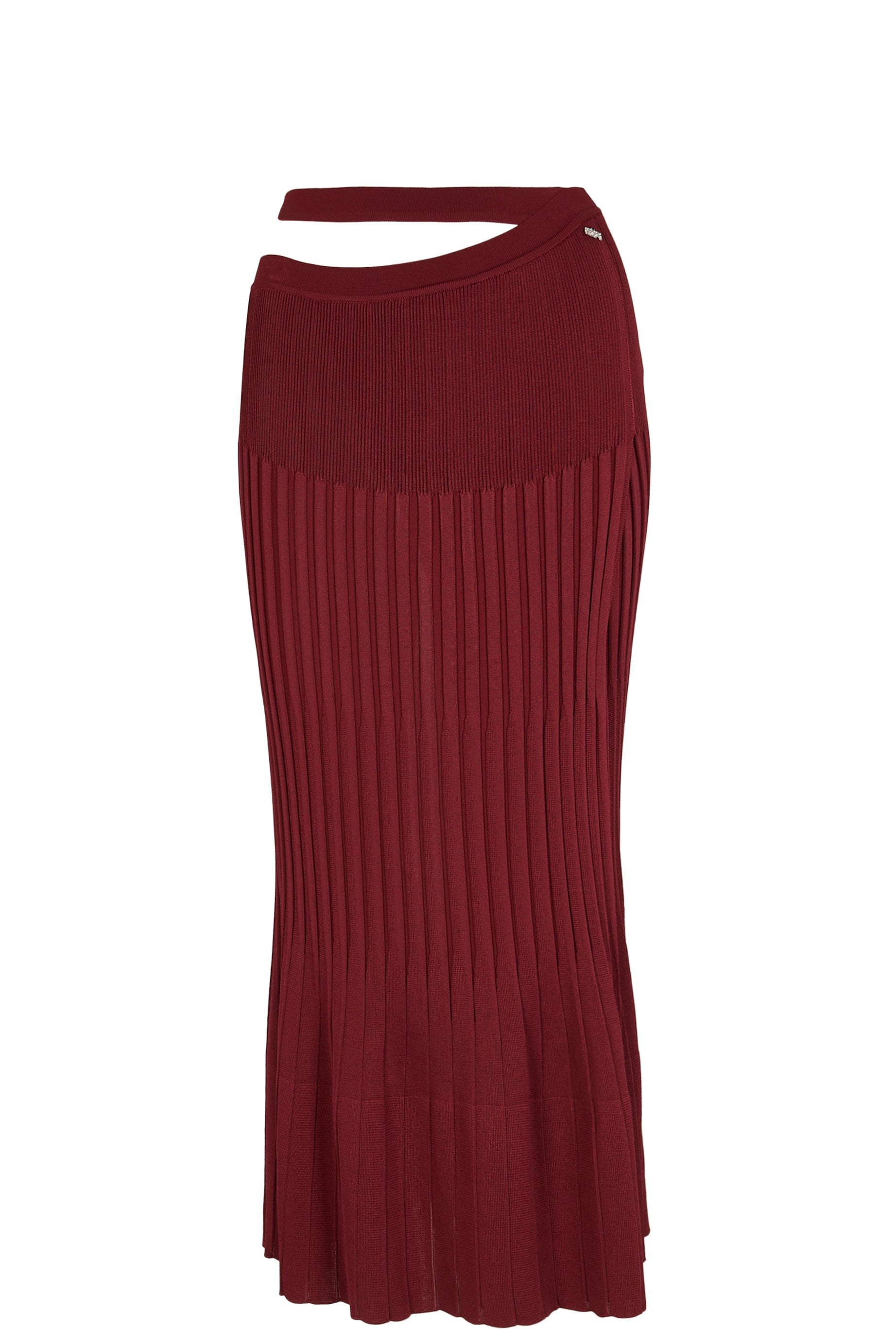 Jupe midi taille haute à godets - Bordeaux