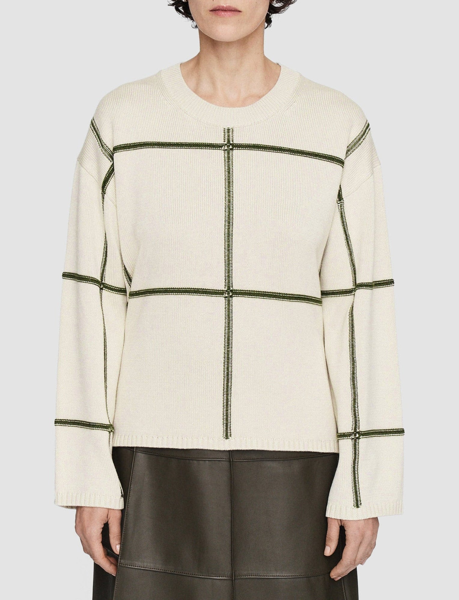 DJV /  4qty / 150€ / 1-1 / ST100%   Crew Nk Ls-Grid Co Silk