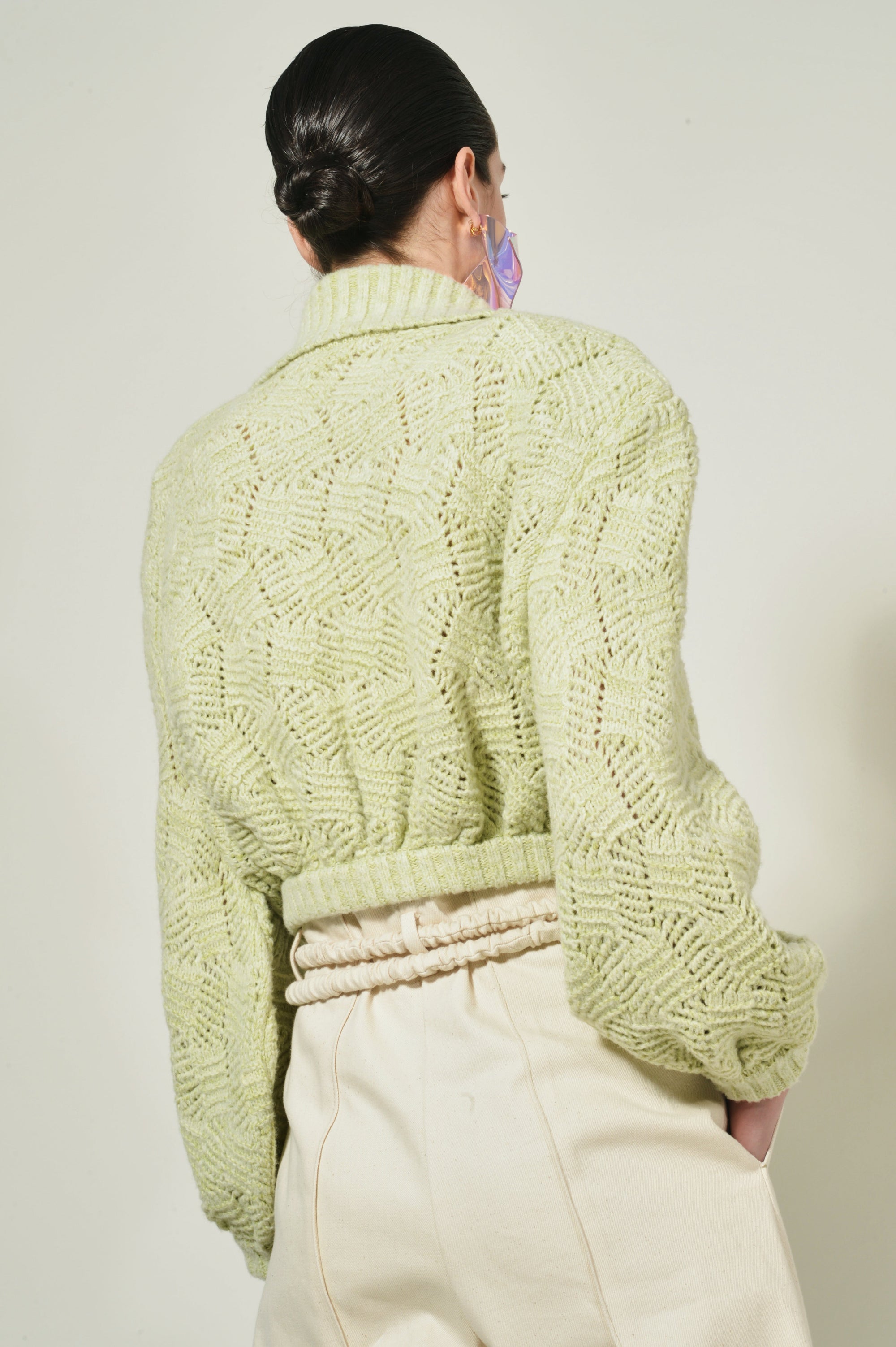 Gilet en maille ajourée - Sauge