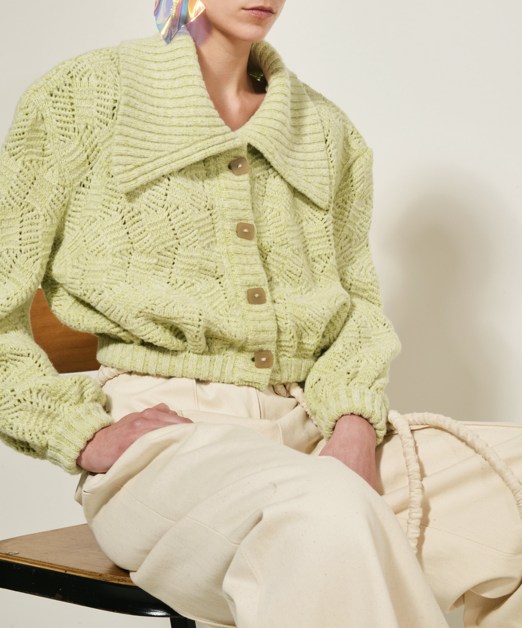 Gilet en maille ajourée - Sauge
