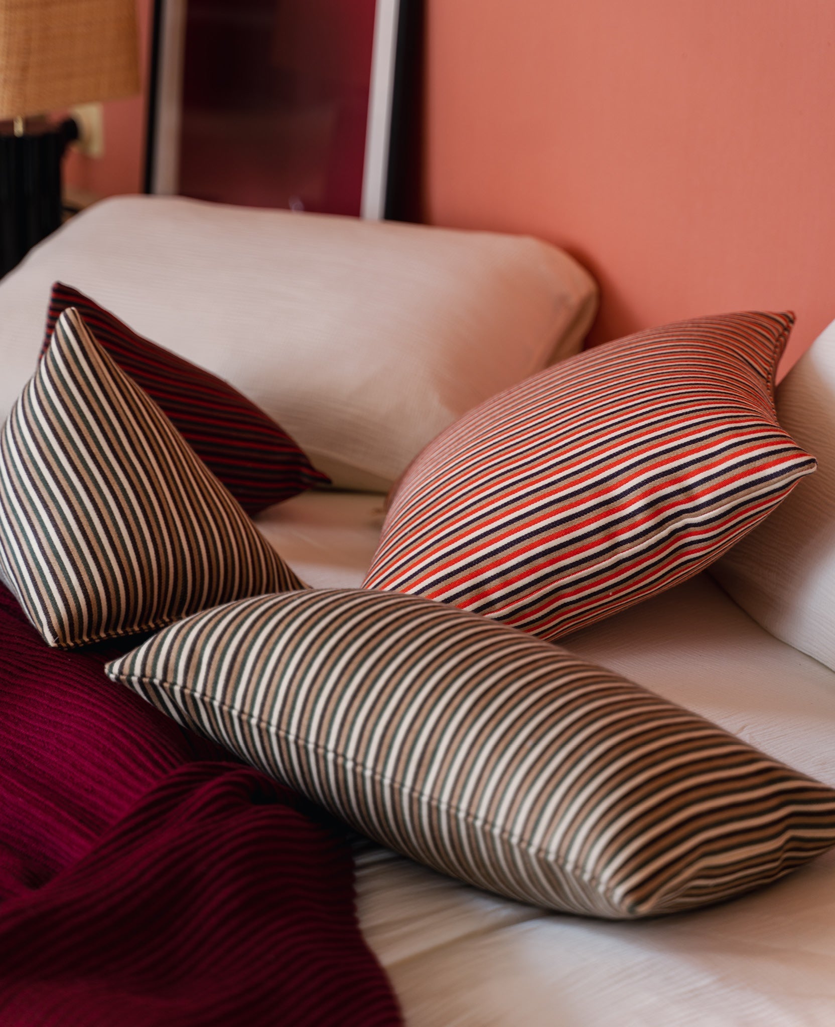Coussin Divino en laine mélangée - Rouge et Chocolat